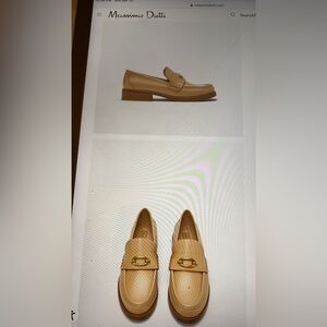 Massimo dutti tan loafers NWT- gold buckle